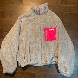 Grey Teddy Zip-Up Sweater Jacket